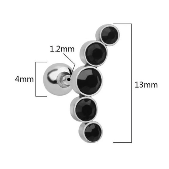 NEW Stainless Steel Crystal Cartilage Studs - Picture 6 of 8